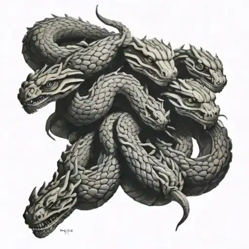 5 headed hydra   tattoo design idea