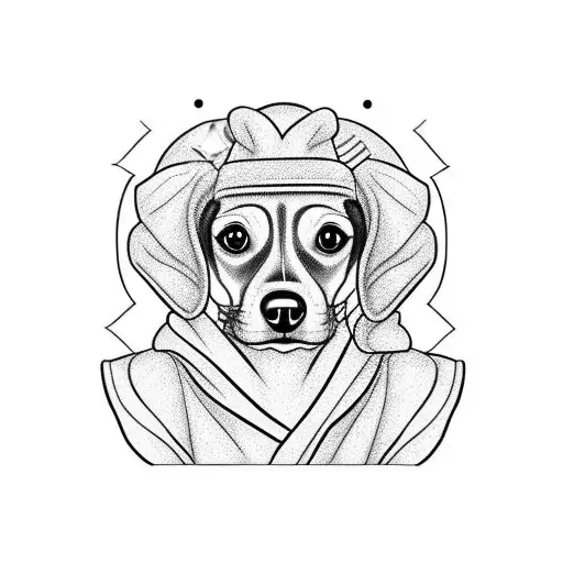 A playful tattoo of a chiweenie wearing a bathrobe and making fun of a semi truck tattoo design idea