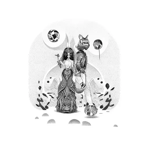 Married odd couple tattoo design idea