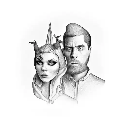Married odd couple tattoo design idea