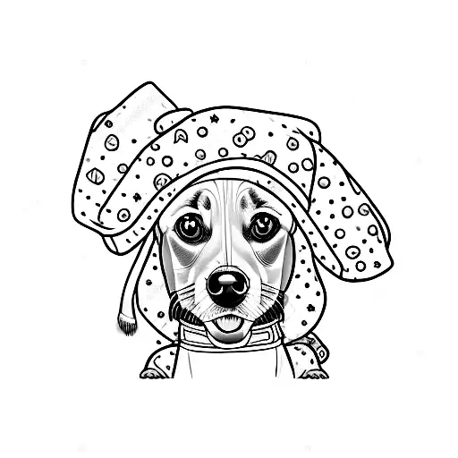 A playful tattoo of a chiweenie wearing a bathrobe and making fun of a semi truck tattoo design idea