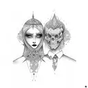 Married odd couple tattoo design idea