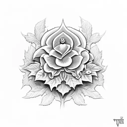 Neo traditional lantern ivy gothic flowers stencil tattoo design idea