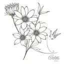 Gerber Daisy flower and birds of paradise flower tattoo design idea