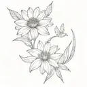 Gerber Daisy flower and birds of paradise flower tattoo design idea