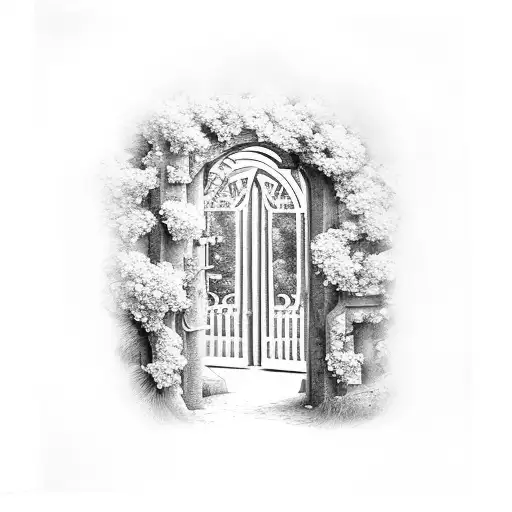 gate to a secret garden tattoo design idea