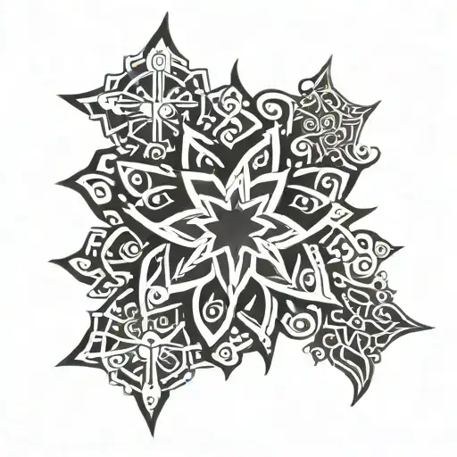 snowflake surrounded tattoo design idea