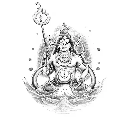 sea, navy, sea monster, god shiva workship, mom and dad, war and peace, hardship and luck, lost love tattoo design idea