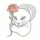  ghost cat holding a red rose tattoo design idea