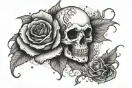 black and grey ghost holding a red rose tattoo design idea