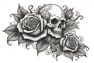 black and grey ghost holding a red rose tattoo design idea