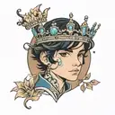 boy with black hair and dark blue eyes in tiara tattoo design idea