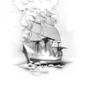 a ship on fire tattoo design idea