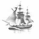 a ship on fire tattoo design idea