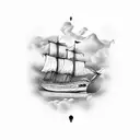 a ship on fire tattoo design idea