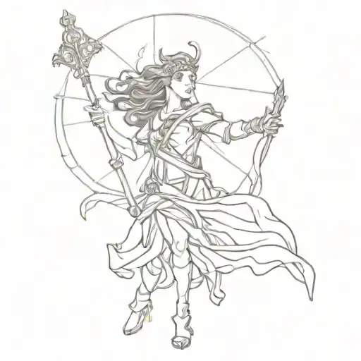 Diana the Huntress statue Madrid tattoo design idea