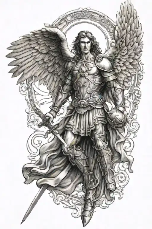 Saint Michael archangel tattoo design idea