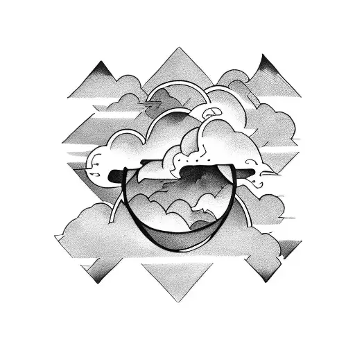 four horseman, clouds, sun rays tattoo design idea