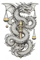 dragon balance scale tattoo design idea