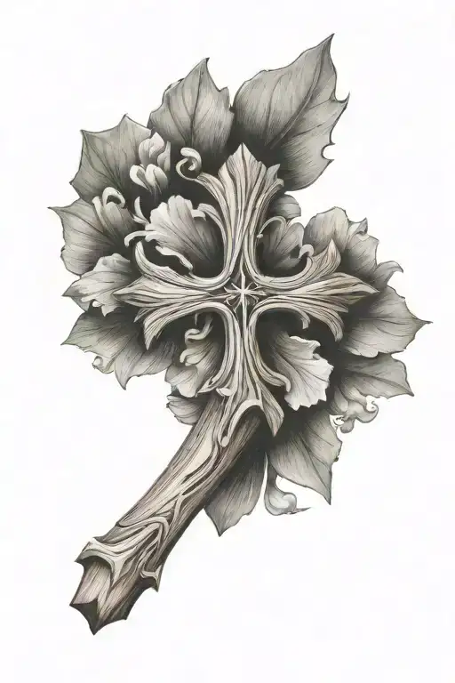 wood grain cross  tattoo design idea
