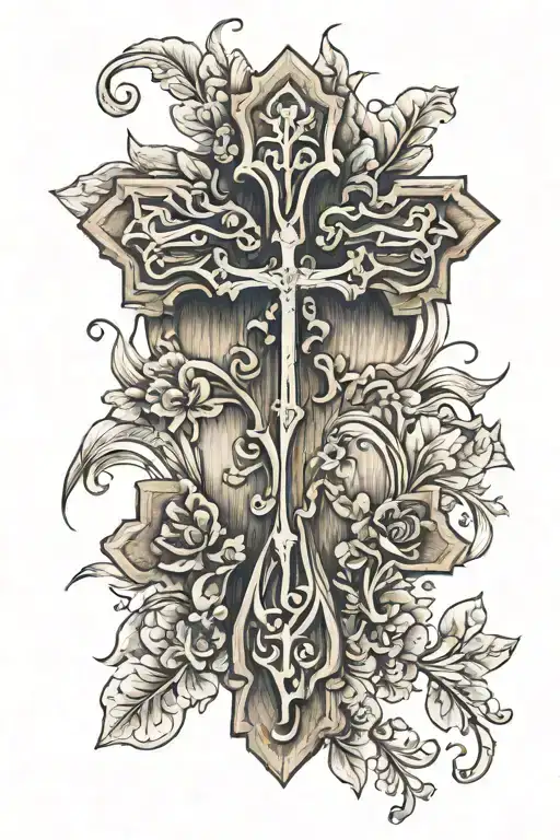 wood grain cross  tattoo design idea