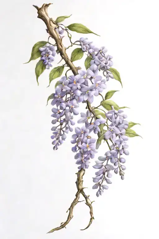 wisteria flowers with vines tattoo design idea