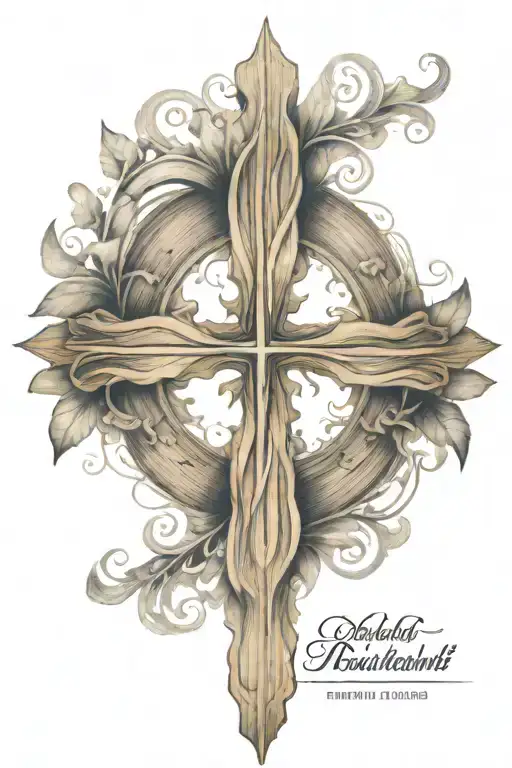 wood grain cross  tattoo design idea