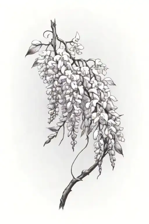 wisteria flowers with vines tattoo design idea