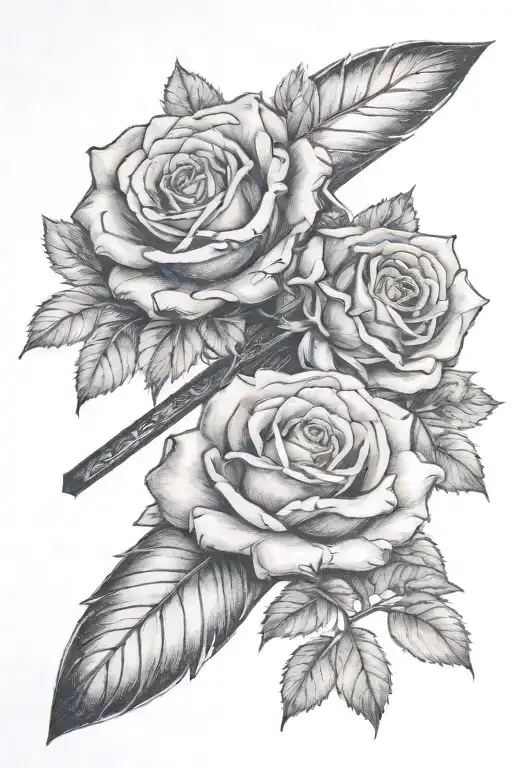 rose on cross tattoo design idea