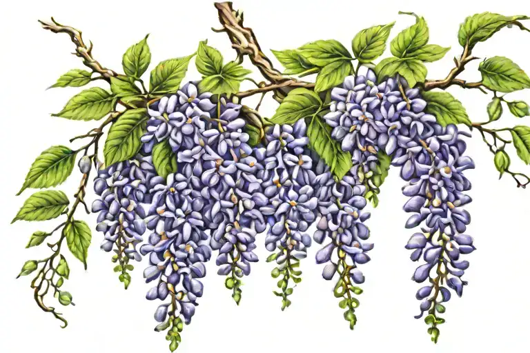 wisteria flowers on vines wrapping tattoo design idea