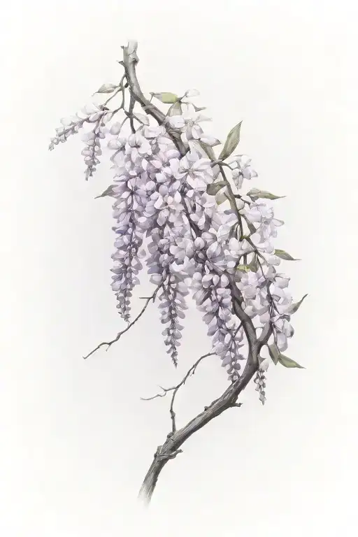 wisteria flowers with vines tattoo design idea