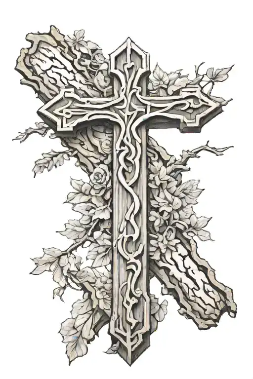 wood grain cross  tattoo design idea