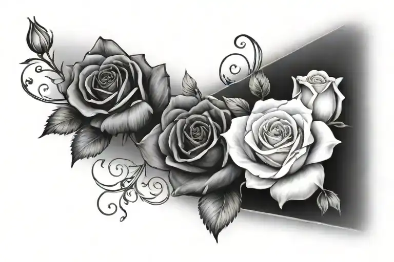 Roses in a V shape tattoo design idea