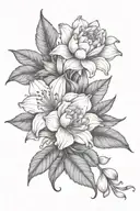 gardenia flower and lily flower and calendula flower bouquet  tattoo design idea