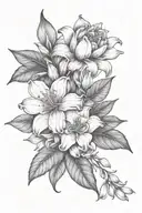 gardenia flower and lily flower and calendula flower bouquet  tattoo design idea
