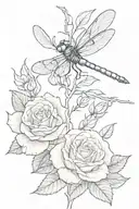 dragonfly on rose growing tattoo design idea