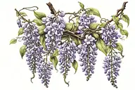 wisteria flowers on vines wrapping tattoo design idea