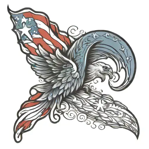 patriotic arm sleeve tattoo design idea