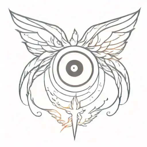 Fallen Angel lucifer eye, tear, fire on top tattoo design idea
