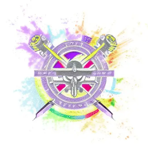 Combine the Purple Heart and the first marine division logo in a unique design tattoo design idea