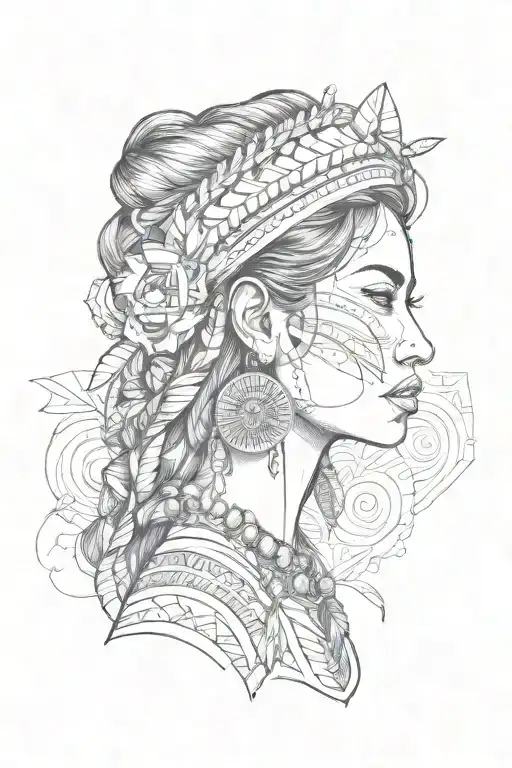 indigenous woman tattoo design idea