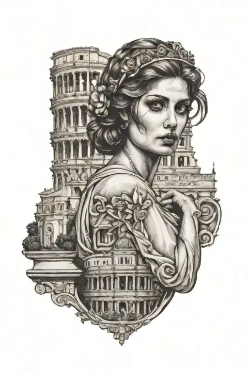 girl in Rome tattoo design idea