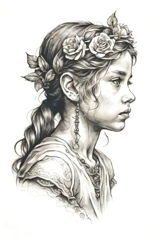 little girl from rome tattoo design idea
