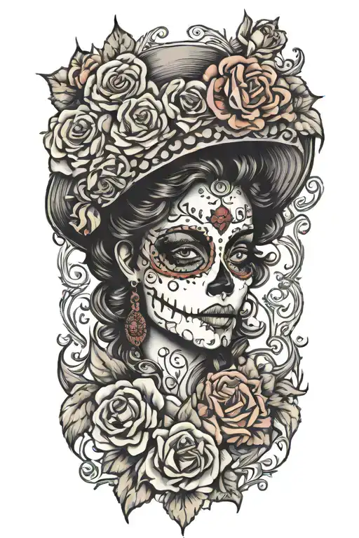 mexican catrina tattoo design idea