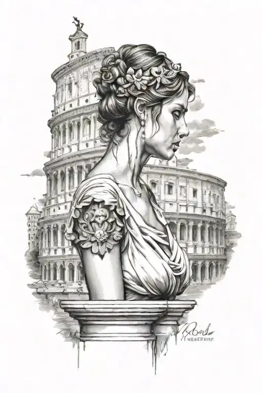 girl in Rome tattoo design idea