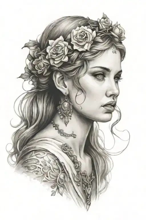 girl from rome tattoo design idea
