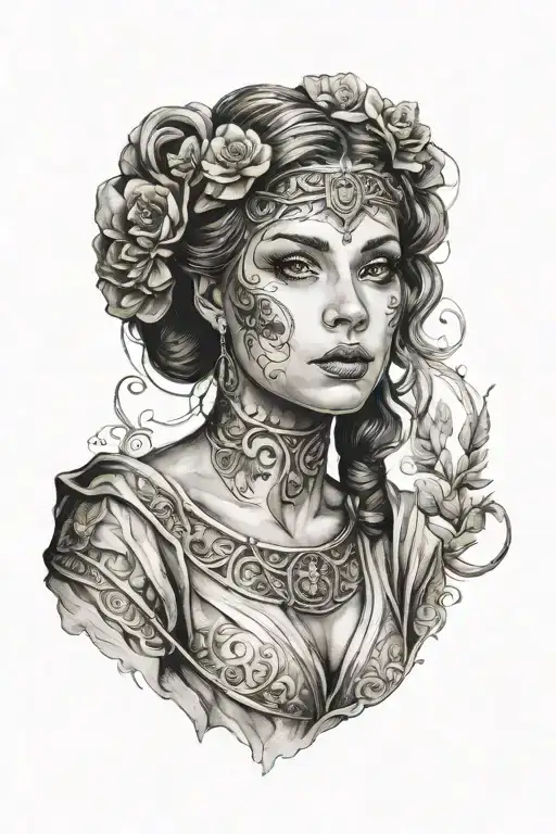 girl from rome tattoo design idea