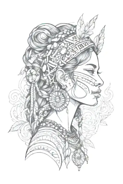 indigenous woman tattoo design idea
