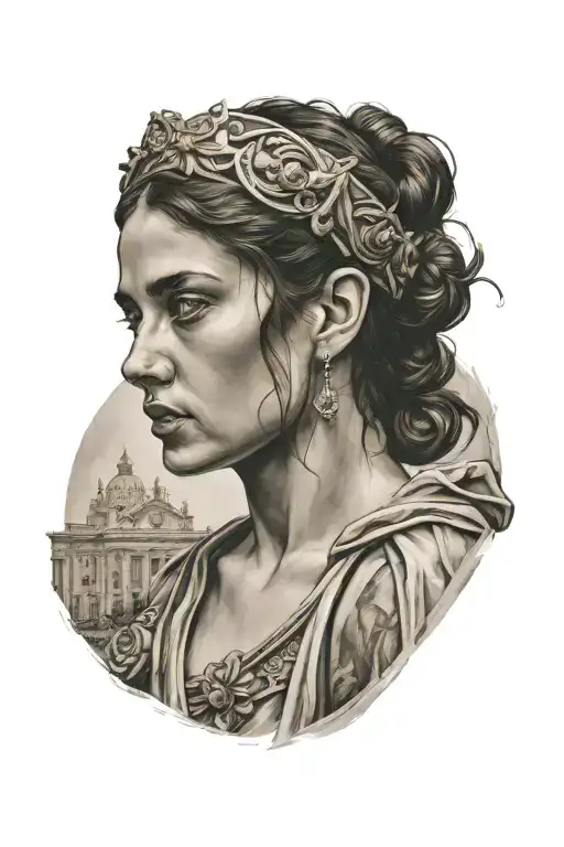 girl from rome tattoo design idea