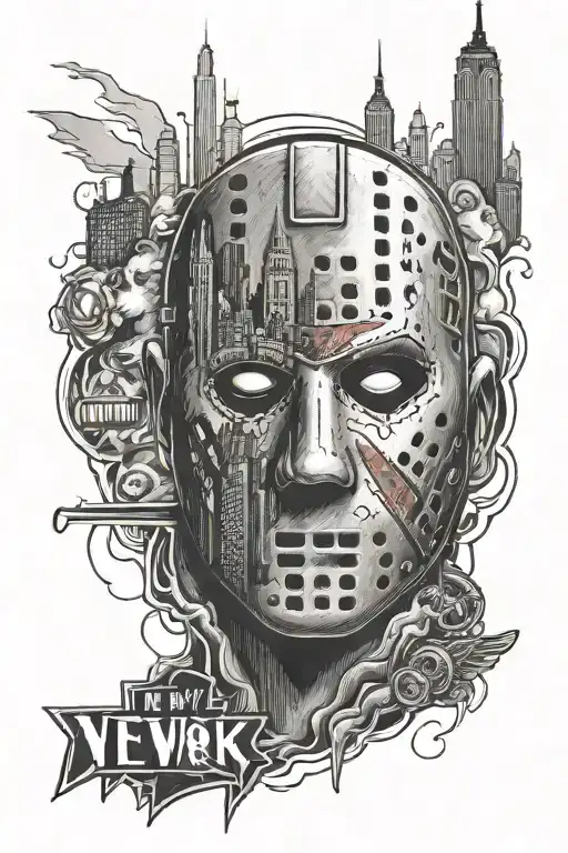 new york with jason voorhees tattoo design idea